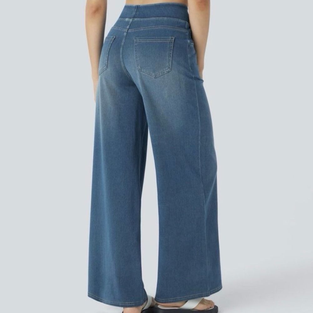 Halara Flex™ High Waisted Pockets Baggy Wide Leg Washed Casual Jeans - Picture 2 of 7